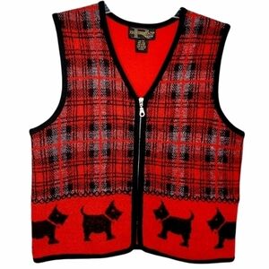 VTG 100% Wool Scottish Terrier Dog Sweater Vest
